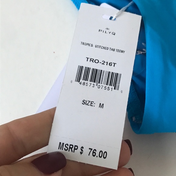 Pilyq blue tropics stitched bikini bottoms - Picture 2 of 3